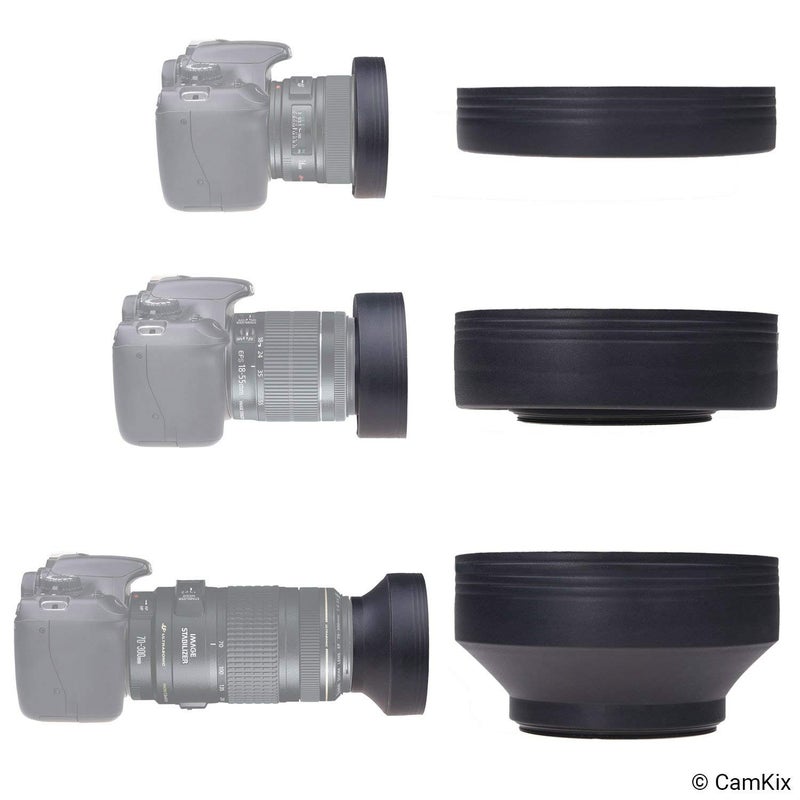 CamKix 77mm Set of 2 Camera Lens Hoods and 1 Lens Cap - Rubber (Collapsible) + Tulip Flower - Sun Shade/Shield - Reduces Lens Flare and Glare - Blocks Excess Sunlight for Enhanced Photography and Video Foo - Image 5